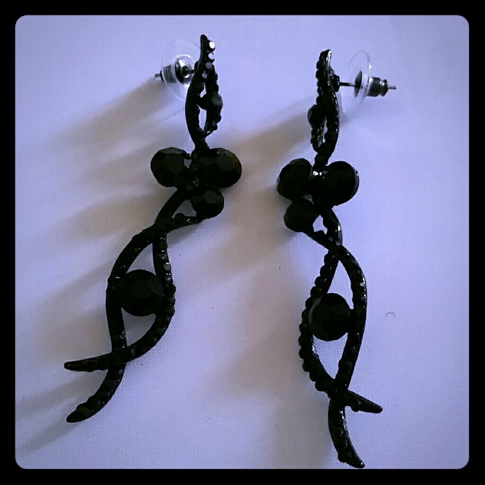 Jet black earrings
